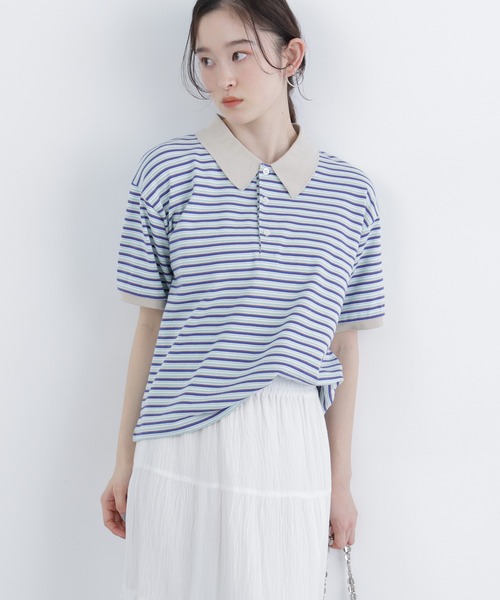 N.(N. Natural Beauty Basic)(エヌエヌナチュラルビューティーベーシック)の「【STAR & STRIPE】ボーダーポロシャツ(ポロシャツ・レディース・ピンク系その他2/ブルー系その他2/ブラウン系その他・FREE)」の19枚目の写真
