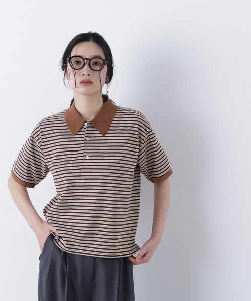 N.(N. Natural Beauty Basic)(エヌエヌナチュラルビューティーベーシック)の「【STAR & STRIPE】ボーダーポロシャツ(ポロシャツ・レディース・ピンク系その他2/ブルー系その他2/ブラウン系その他・FREE)」の6枚目の写真
