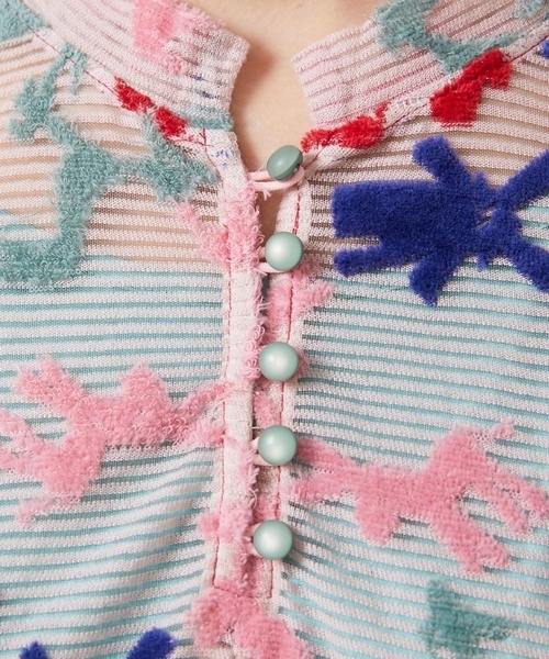 Jocomomola（ホコモモラ）の「Caballerias アニマルジャカードシアーワンピース（ワンピース・レディース・ダークインディゴブルー/ライトピンク・40）」の9枚目の写真