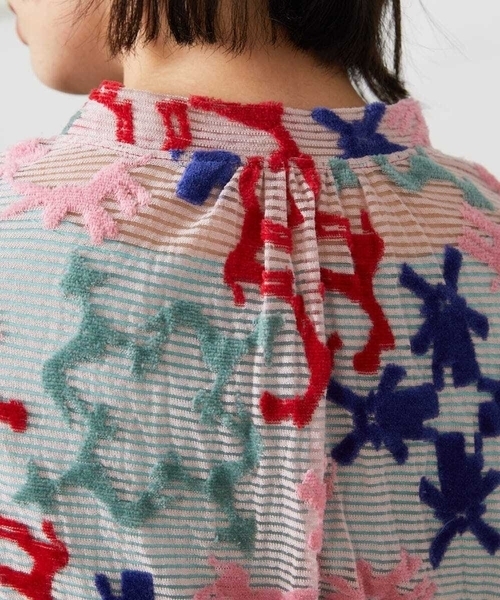 Jocomomola（ホコモモラ）の「Caballerias アニマルジャカードシアーワンピース（ワンピース・レディース・ダークインディゴブルー/ライトピンク・40）」の10枚目の写真