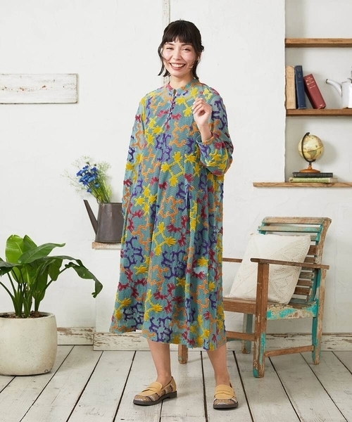 Jocomomola（ホコモモラ）の「Caballerias アニマルジャカードシアーワンピース（ワンピース・レディース・ダークインディゴブルー/ライトピンク・40）」の12枚目の写真