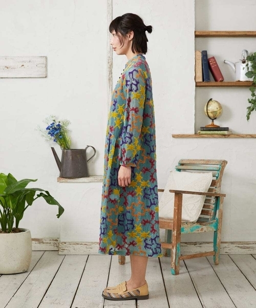 Jocomomola（ホコモモラ）の「Caballerias アニマルジャカードシアーワンピース（ワンピース・レディース・ダークインディゴブルー/ライトピンク・40）」の14枚目の写真