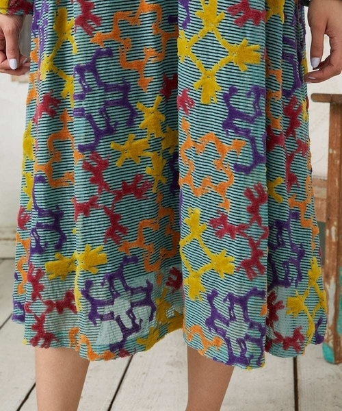 Jocomomola（ホコモモラ）の「Caballerias アニマルジャカードシアーワンピース（ワンピース・レディース・ダークインディゴブルー/ライトピンク・40）」の19枚目の写真