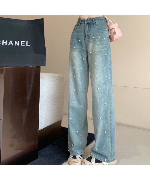 CHEER(チアー)の「パール付デニムパンツ(デニムパンツ・レディース・サックスブルー・L)」の9枚目の写真