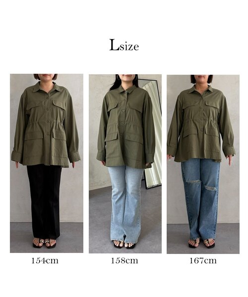 prose verse(プロズヴェール)の「ドロストペプラムミリタリーシャツジャケット(シャツ/ブラウス・レディース・カーキ・LARGE/MEDIUM)」の3枚目の写真