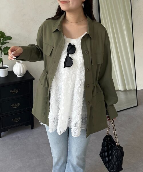 prose verse(プロズヴェール)の「ドロストペプラムミリタリーシャツジャケット(シャツ/ブラウス・レディース・カーキ・LARGE/MEDIUM)」の6枚目の写真