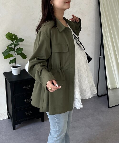 prose verse(プロズヴェール)の「ドロストペプラムミリタリーシャツジャケット(シャツ/ブラウス・レディース・カーキ・LARGE/MEDIUM)」の12枚目の写真