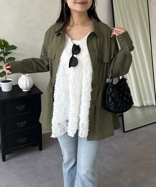 prose verse(プロズヴェール)の「ドロストペプラムミリタリーシャツジャケット(シャツ/ブラウス・レディース・カーキ・LARGE/MEDIUM)」の14枚目の写真