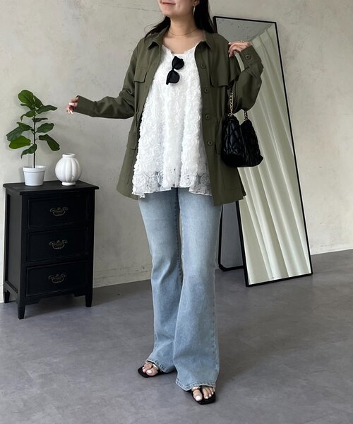 prose verse(プロズヴェール)の「ドロストペプラムミリタリーシャツジャケット(シャツ/ブラウス・レディース・カーキ・LARGE/MEDIUM)」の15枚目の写真