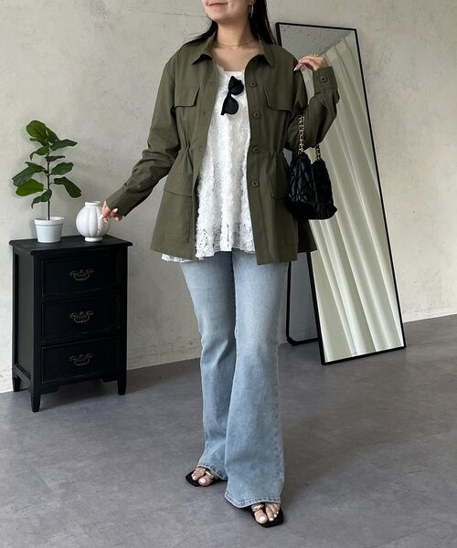 prose verse(プロズヴェール)の「ドロストペプラムミリタリーシャツジャケット(シャツ/ブラウス・レディース・カーキ・LARGE/MEDIUM)」の16枚目の写真