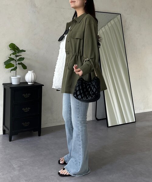 prose verse(プロズヴェール)の「ドロストペプラムミリタリーシャツジャケット(シャツ/ブラウス・レディース・カーキ・LARGE/MEDIUM)」の17枚目の写真