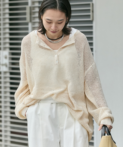 JOURNAL STANDARD(ジャーナルスタンダード)の「《追加》ヘンリーメッシュニット(ニット/セーター・レディース・ブラック/ライトグレー/アイボリー・FREE)」の19枚目の写真