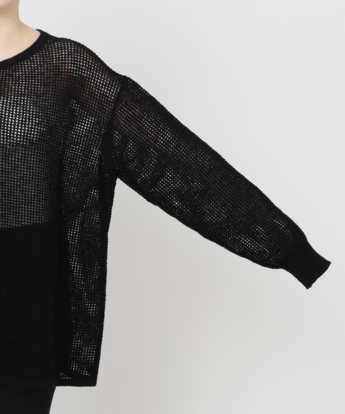 JOURNAL STANDARD(ジャーナルスタンダード)の「《追加》ヘンリーメッシュニット(ニット/セーター・レディース・ブラック/ライトグレー/アイボリー・FREE)」の12枚目の写真