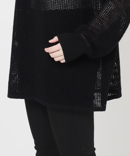 JOURNAL STANDARD(ジャーナルスタンダード)の「《追加》ヘンリーメッシュニット(ニット/セーター・レディース・ブラック/ライトグレー/アイボリー・FREE)」の11枚目の写真