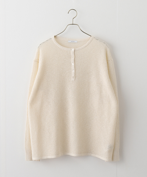 JOURNAL STANDARD(ジャーナルスタンダード)の「《追加》ヘンリーメッシュニット(ニット/セーター・レディース・ブラック/ライトグレー/アイボリー・FREE)」の6枚目の写真