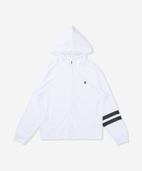Hurley (ハーレー)の「【Hurley:ハーレー】ジップアップラッシュパーカー UPF50+×速乾×遮熱機能 ラッシュフーディー RASH ICON BP ZIP UP HOODIE(ラッシュガード・メンズ・ホワイト/チャコールグレー/ブラック・LARGE/MEDIUM/SMALL/X-LARGE)」の2枚目の写真