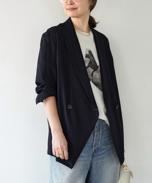 Deuxieme Classe(ドゥーズィエムクラス)の「追加 SPWOOL シャツジャケット(テーラードジャケット・レディース・ネイビー・FREE)」の10枚目の写真