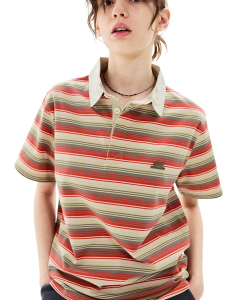 SUNLOVE(サンラブ)の「Striped Caddie Polo(ポロシャツ・レディース・グレー/グリーン/レッド・S/M/L/XL)」の3枚目の写真