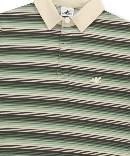 SUNLOVE(サンラブ)の「Striped Caddie Polo(ポロシャツ・レディース・グレー/グリーン/レッド・S/M/L/XL)」の9枚目の写真