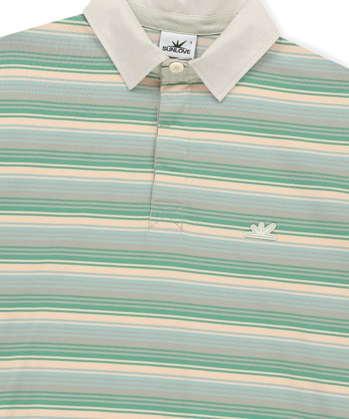 SUNLOVE(サンラブ)の「Striped Caddie Polo(ポロシャツ・レディース・グレー/グリーン/レッド・S/M/L/XL)」の5枚目の写真