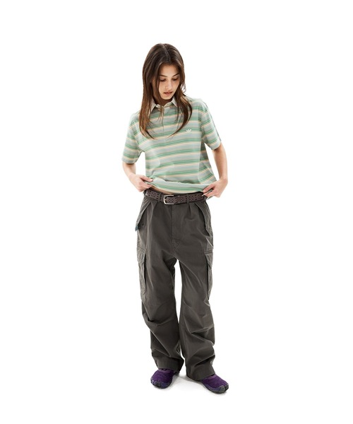 SUNLOVE(サンラブ)の「Striped Caddie Polo(ポロシャツ・レディース・グレー/グリーン/レッド・S/M/L/XL)」の7枚目の写真