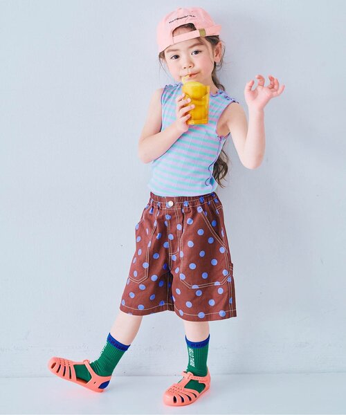 p.premier（ピードットプルミエ）の「イロチ買いしたい総柄ツイルワークハーフパンツ（その他パンツ・キッズ・ブラック/カーキ/ベージュ/チャコール/インディゴブルー/イエロー/ブラウン/キャメル/ピンク・80/90/100/110/120/130/140）」の16枚目の写真