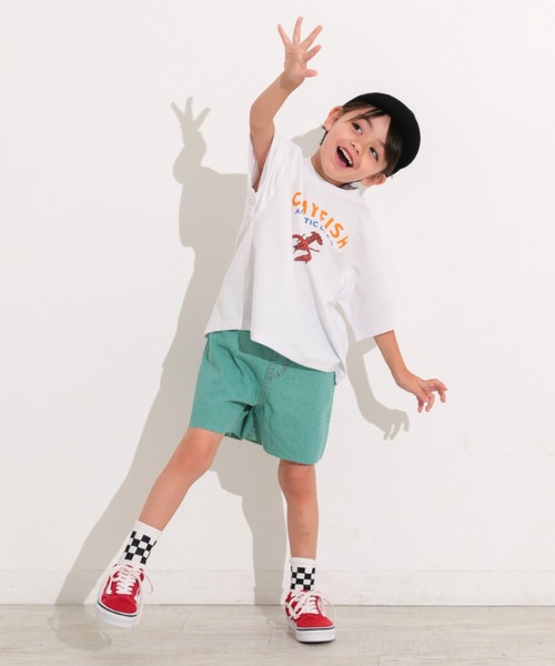 Ocean&Ground(オーシャン&グラウンド)の「カラーデニムワイドショーツ(デニムパンツ・キッズ・グリーン/ブラック・140/130/120/110/100)」の7枚目の写真