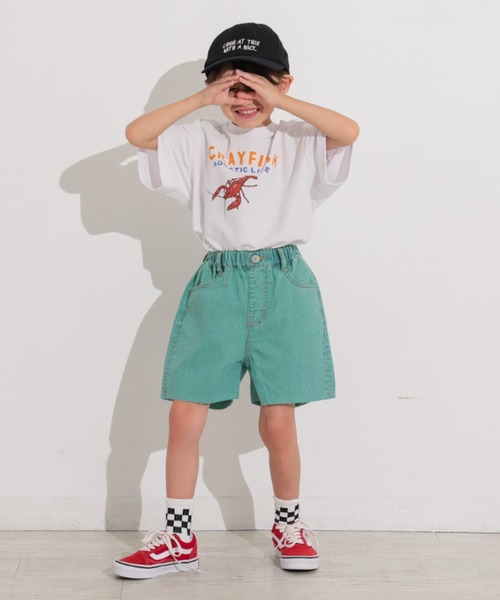 Ocean&Ground(オーシャン&グラウンド)の「カラーデニムワイドショーツ(デニムパンツ・キッズ・グリーン/ブラック・140/130/120/110/100)」の8枚目の写真