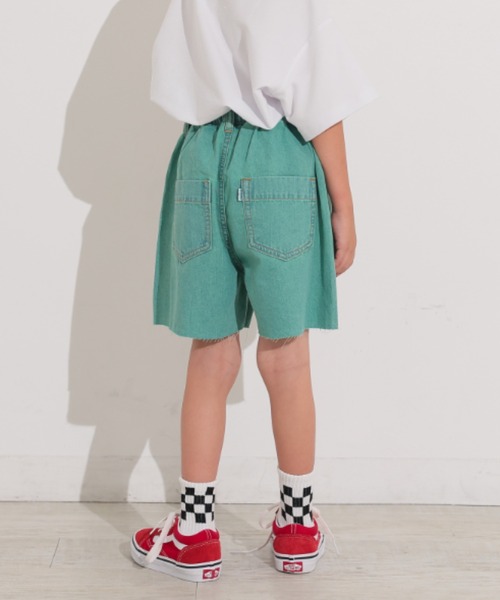 Ocean&Ground(オーシャン&グラウンド)の「カラーデニムワイドショーツ(デニムパンツ・キッズ・グリーン/ブラック・140/130/120/110/100)」の4枚目の写真