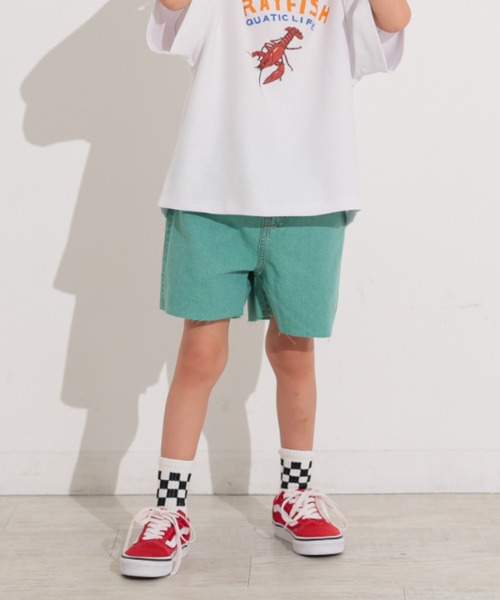 Ocean&Ground(オーシャン&グラウンド)の「カラーデニムワイドショーツ(デニムパンツ・キッズ・グリーン/ブラック・140/130/120/110/100)」の3枚目の写真