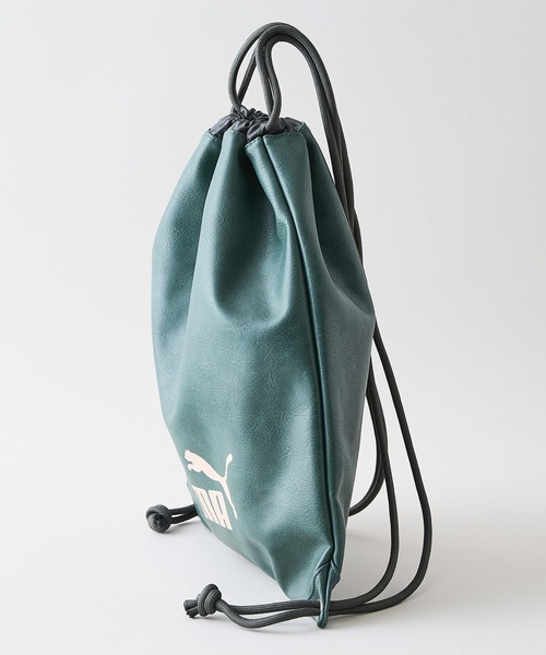 PUMA(プーマ)の「【PUMA/プーマ】【PUレザー 高見え】ビンテージPUナップサック 巾着バッグ メンズ レディース レトロ ストリート y2k スポーツミックス 古着風 おしゃれ(バックパック/リュック・メンズ・ブラウン/グリーン/ブラック・FREE)」の5枚目の写真