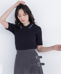 NATURAL BEAUTY BASIC | ケーブルポロニット(ポロシャツ)