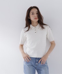 NATURAL BEAUTY BASIC | ケーブルポロニット(ポロシャツ)