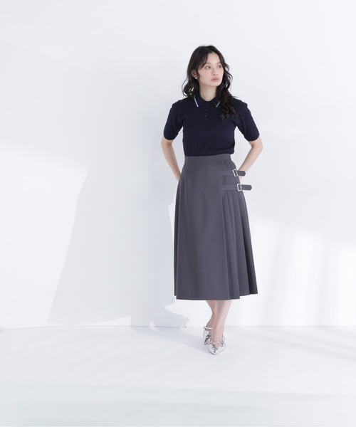 NATURAL BEAUTY BASIC(ナチュラルビューティーベーシック)の「ケーブルポロニット(ポロシャツ・レディース・ネイビー/オフホワイト/レッド・フリ-)」の17枚目の写真