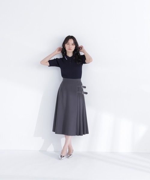 NATURAL BEAUTY BASIC(ナチュラルビューティーベーシック)の「ケーブルポロニット(ポロシャツ・レディース・ネイビー/オフホワイト/レッド・フリ-)」の21枚目の写真