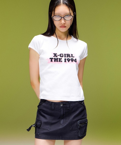 X-girl(エックスガール)の「MULTI POCKET MINI SKIRT(スカート・レディース・ブラック/カモフラージュ・S/M)」の6枚目の写真