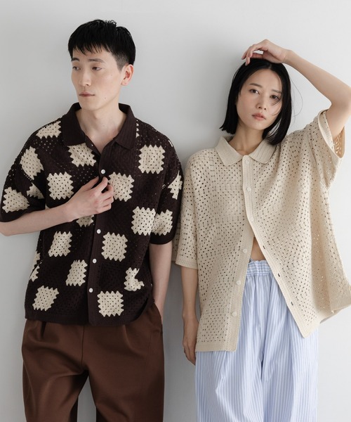 LOWRYS FARM(ローリーズファーム)の「【LFM(U)】クロシェアミニットシャツSS 859597(シャツ/ブラウス・メンズ・ブラウン/アイボリー/ホワイト系その他2・MEDIUM/LARGE)」の3枚目の写真