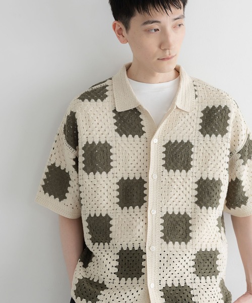 LOWRYS FARM(ローリーズファーム)の「【LFM(U)】クロシェアミニットシャツSS 859597(シャツ/ブラウス・メンズ・ブラウン/アイボリー/ホワイト系その他2・MEDIUM/LARGE)」の2枚目の写真