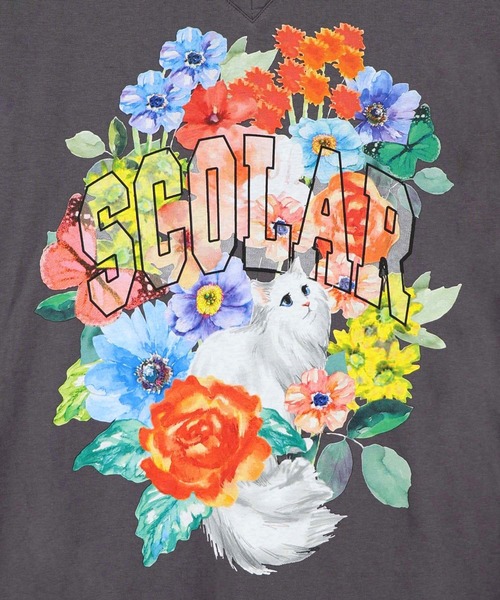 ScoLar(スカラー)の「162611:花ネコプリント 接触冷感ワンピース(ワンピース・レディース・チャコールグレー/ブラック/イエロー・M)」の10枚目の写真
