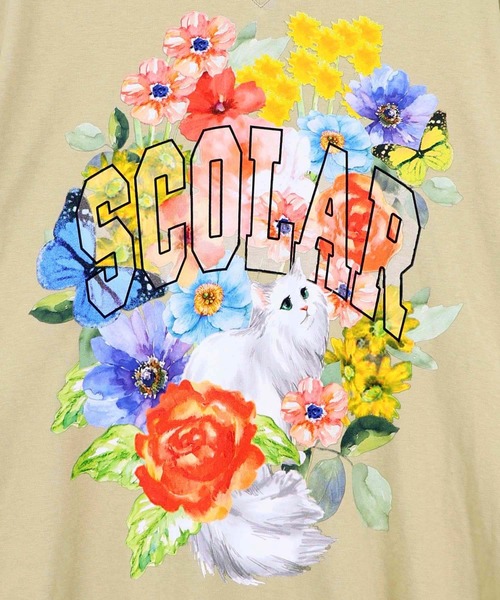 ScoLar(スカラー)の「162611:花ネコプリント 接触冷感ワンピース(ワンピース・レディース・チャコールグレー/ブラック/イエロー・M)」の13枚目の写真