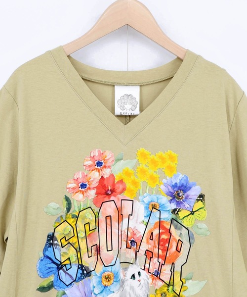 ScoLar(スカラー)の「162611:花ネコプリント 接触冷感ワンピース(ワンピース・レディース・チャコールグレー/ブラック/イエロー・M)」の14枚目の写真