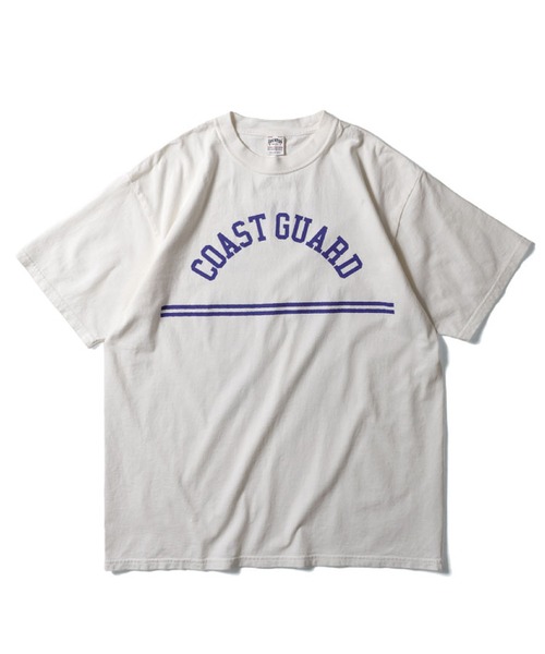 HOUSTON(ヒューストン)の「HOUSTON USED加工プリントTシャツ(COAST GUARD)(Tシャツ/カットソー・メンズ・サーモンピンク/ブラウン/ホワイト/ネイビー・XX-LARGE/X-LARGE/LARGE/MEDIUM)」の2枚目の写真