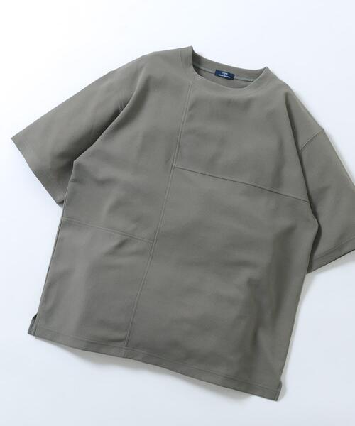 ITEMS URBANRESEARCH(アイテムズ アーバンリサーチ)の「シャドーパターンキリカエ半袖Tシャツ(Tシャツ/カットソー・メンズ・オリーブ/ブラック/ベージュ/ホワイト・LARGE/MEDIUM)」の4枚目の写真