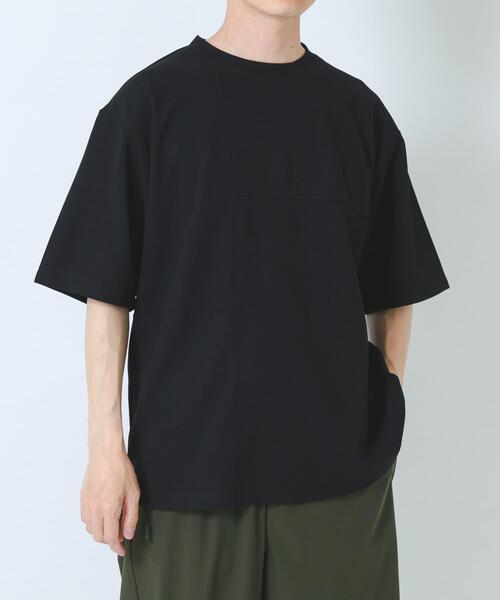 ITEMS URBANRESEARCH(アイテムズ アーバンリサーチ)の「シャドーパターンキリカエ半袖Tシャツ(Tシャツ/カットソー・メンズ・オリーブ/ブラック/ベージュ/ホワイト・LARGE/MEDIUM)」の2枚目の写真