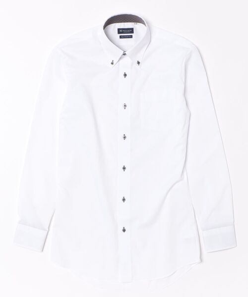 TOKYO SHIRTS(トウキョウシャツ)の「【超形態安定】【吸水速乾】 形態安定ノンアイロン ボタンダウン 長袖ビジネスワイシャツ(大きいサイズ・長いサイズ)(ビジネスシャツ・メンズ・ホワイト・首回り47cm-裄丈86cm/首回り47cm-裄丈90cm/首回り45cm-裄丈90cm/首回り45cm-裄丈82cm/首回り42cm-裄丈90cm/首回り45cm-裄丈86cm/首回り43cm-裄丈90cm/首回り41cm-裄丈90cm/首回り39cm-裄丈88cm)」の3枚目の写真