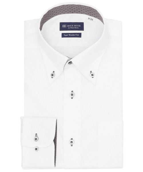 TOKYO SHIRTS(トウキョウシャツ)の「【超形態安定】【吸水速乾】 形態安定ノンアイロン ボタンダウン 長袖ビジネスワイシャツ(大きいサイズ・長いサイズ)(ビジネスシャツ・メンズ・ホワイト・首回り47cm-裄丈86cm/首回り47cm-裄丈90cm/首回り45cm-裄丈90cm/首回り45cm-裄丈82cm/首回り42cm-裄丈90cm/首回り45cm-裄丈86cm/首回り43cm-裄丈90cm/首回り41cm-裄丈90cm/首回り39cm-裄丈88cm)」の1枚目の写真