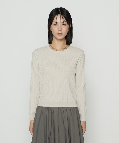 COMME CA(コムサ)の「〔 TALLサイズ 〕 コットンダルストレッチ ケーブルプルオーバー(ニット/セーター・レディース・グレー/ブルー/キナリ・15号)」の10枚目の写真