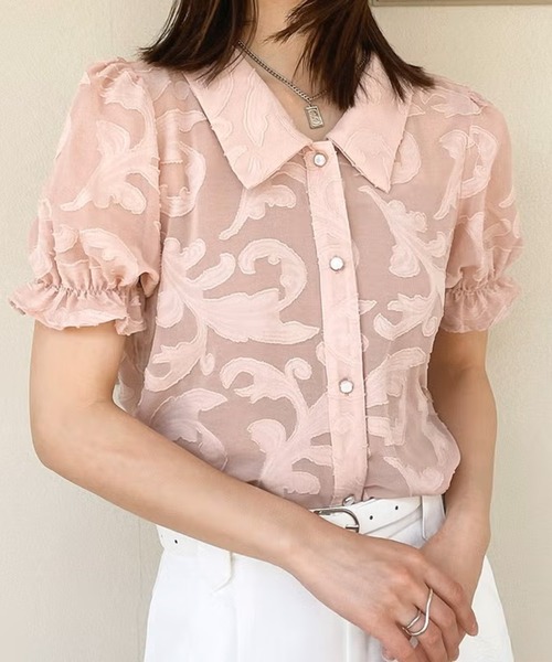 GORGE(ゴージ)の「シアージャガード花柄キャンディブラウス(シャツ/ブラウス・レディース・ピンク/アイボリー・F)」の1枚目の写真