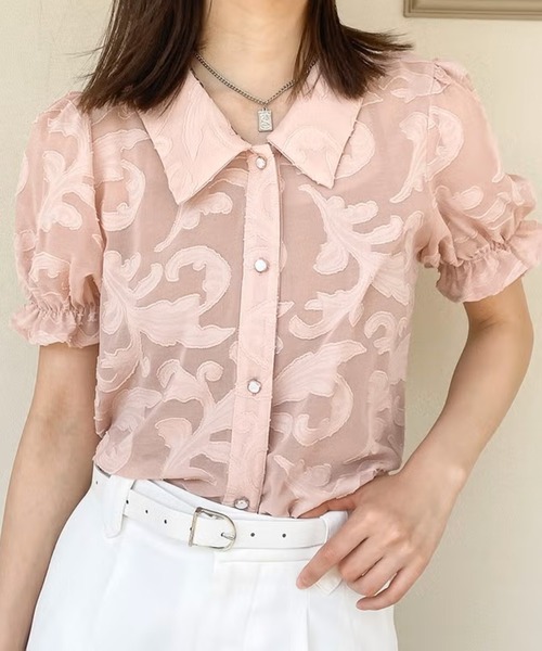 GORGE(ゴージ)の「シアージャガード花柄キャンディブラウス(シャツ/ブラウス・レディース・ピンク/アイボリー・F)」の3枚目の写真