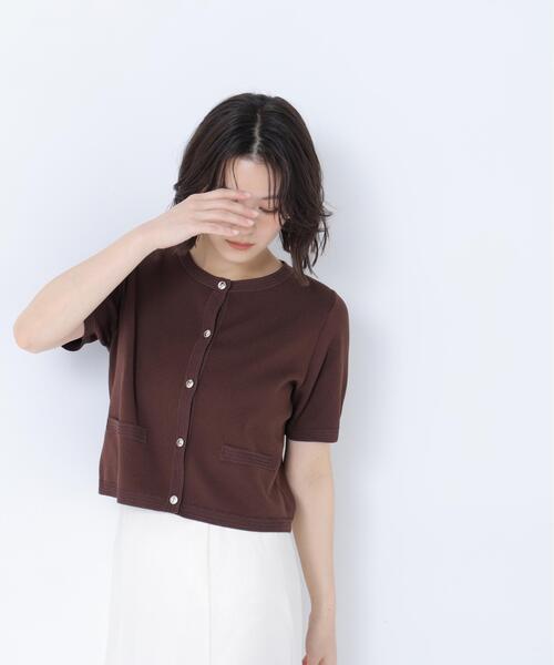 NATURAL BEAUTY BASIC（ナチュラルビューティーベーシック）の「【追加生産】シルクブレンドカーディガン半袖（カーディガン/ボレロ・レディース・ピンク/ダークブラウン/ネイビー/レッド・ﾌﾘ-/FREE）」の18枚目の写真